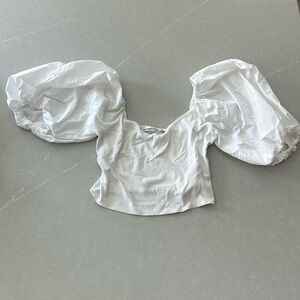 Abercrombie & Fitch | White Puff Sleeve Crop Top | Size Small